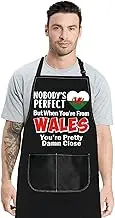 G2TUP Welsh Kitchen Apron Welsh Red Dragon Apron Wales Themed Gifts Welsh Chef Aprons Welsh Flag Apron