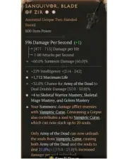 Diablo 4 S8 Sanguivor Blade Of Zir 2GA 21% Unique Spiritborn Gear Item Equipment