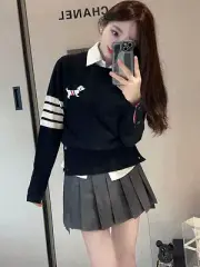 Thom Browne Wool Sweater Crew Neck Pullover Top for Women Puppies