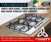 Trinity TRG900SS 5 Burner 86cm Built-in SS Gas WOK DEFENDI POST FREE MOST AREAS