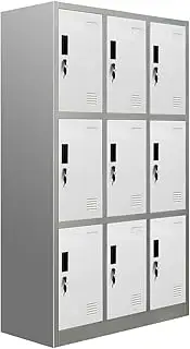9 Doors Locker Cabinet Steel Storage Cupboard for Office School Gym Changing Room 185cm Dark Grey & White