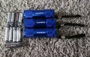 3 EverBrite Mini Aluminum 6 Led Flashlights Blue With Lanyards And Batteries