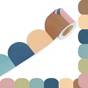Whaline 32.8ft Multi Colors Bulletin Board Borders - Colorful Die-Cut Strips, Rolled Trim, Scalloped Classroom Borders for School, Office, Chalkboard Decor