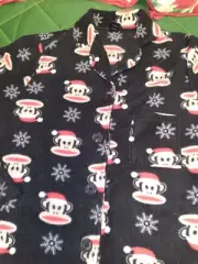 PAUL FRANK VINTAGE CHRISTMAS FLEECE BUTTON UP W LOVE PANTS S