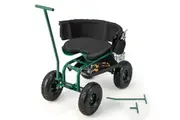 Costway Rolling Garden Cart Garden Workseat w/Wheels & Tool Tray Wagon Scooter 2 Steering Handles