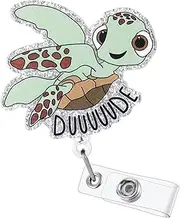 Funny Turtle Nurse Badge Reel, Cute Work Badge Holder with Retractable Clip, Pediatric Badge Buddy, Nursing Student RN LPN CNA MA Medical Worker Teacher Doctor ID Name Badge Clip Accessories