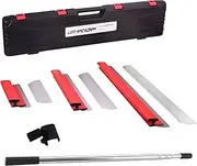 BHTOP Drywall Tools Skimming Blade with Extension Handle - 12", 20" & 32" Blades with 2 Pack 0.3 mm Blades, Construction Tools End Caps, Wall-Board with Outer Box in Red