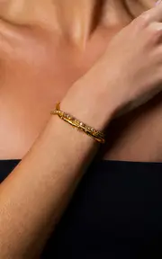 [KHEPRI] 18K And 22K Yellow Gold Diamond Tennis Bracelet