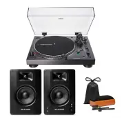 Audio Technica AT-LP120XBT-USB-BK Wireless Turntable with Speakers Bundle