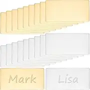UNICRAFTALE 20Pcs 2 Colors Self-Adhesive Names Plates Laser Engraved Blank Rectangle Plate Stainless Steel Name Tags Frame Name Label Art Tag for Frame with Adhesive Backing Personalized Nameplate