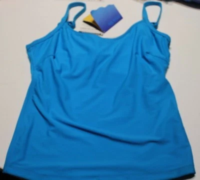 NEW AQUA BLU LADIES BRIGHT BLUE TANKINI UNDERWIRE SWIM TOP SIZE 8