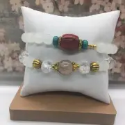 2 PC Handmade Bohemian Beaded Stackable Stretch Bracelet Set New Free Ship 3091