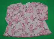 6 12 NWT Pumpkin Patch STRAWBERRY DELIGHT Pink Crinkle Floral SHIRT Top Girls