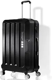 [Slimbridge] 20" Inch Travel Luggage Lightweight Check in Suitcase with Built-in Lock, Hard Shell Travel Trolley Packing Universal Wheels Spinner Cabin Black