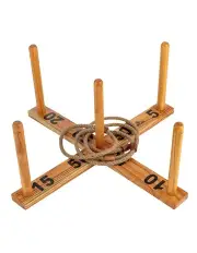 [Jenjo] Giant Wooden Rope Ring Toss Quoits Outdoor Game Set