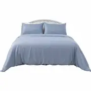 1800TC Stripe Quilt Doona Duvet Cover Set Single Double Queen King Super King Light Blue