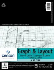 Artist Series Graph and Layout Paper, 4 by 4 Blue Grid, Foldover Pad, 8.5x11 ...