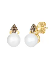 Le Vian Vanilla Pearls 14K 0.10 ct. tw. Diamond & Fresh Water Pearl & 7-7.5mm Pearl Drop Earrings