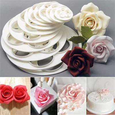 6x Fondant Cake Sugar Craft Decor Cookie Rose Flower Mold Gum Paste Cutter T,UU