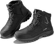[SPIEZ] Safety Boots Men Safety Shoes SRC Non-Slip Antistatic Steel Toe Cap Shoes Water-Repellent Puncture-Resistant Lightweight Comfort Breathable Black US 7.5-12