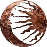 30*30cm Sun Moon Star Wall Hanging,Metal Wall Art Decoration,Hanging Outdoor Garden Wall Art Decor for Outside Light,Moon Sun Wall Decoration Hanging for Indoor Outdoor Patio Yard Home Garden( copper)