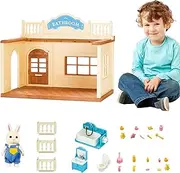 Suphyee Wooden Doll House Set, Doll House Playset Tiny House, Miniature Doll House Kit Wooden, Pretend Play Educational Toys with Furniture, Preschool Learning Activities