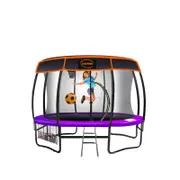 Kahuna Trampoline 10 Ft With Basket Ball Set And Roof Cover - Purple