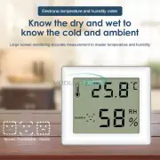 Digital Thermometer Hygrometer LCD Electronic Indoor Humidity Monitor Clock