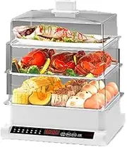 3 Tier Electric Food Steamer 20L Electric Stackable Steam Box with Stainless Steel Steam Rack, 7 Preset Cooking Mode Vegetable Meat Steamer