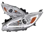 For 10-13 Mazda 3 Chrome Projector Headlight LED DLR Strip Amber Corner (for: Mazda)