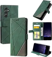 Design Piece of Leather-Like Wallet Phone Case for Samsung Galaxy A54 with Card Slots, Cash Pocket, Kickstand and Magnetic Lock (DarkGreen)