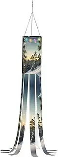 Halloween Garden Pine Needle Tree Winter Landscape Print Windsock Lights Halloween Lighted Windsock for Patio Yard Pathway Party Decor