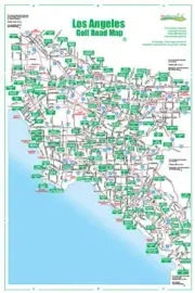 Golf Road Map - Los Angeles Golf Map - Golf Travel Map - Golf Assessory