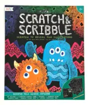 OOLY Scratch & Scribble Monster Pals Scratch Card Kit Arts & Crafts Kid Activity