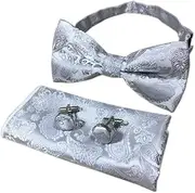 [Generic] Men Bow Tie Handkerchief Set Bowties Cufflinks Pocket Square Set