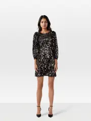 Black Sequinned Mini Length Dress