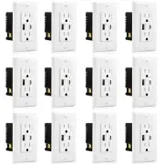 4.8A USB Type C Wall Outlet Power Delivery & Quick Charge 15A TR Receptacle × 12