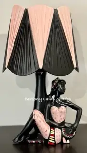 *NEW DESIGN* PLASTIC RIBBON PINK & BLACK LAMPSHADE for BARSONY LADY LAMP