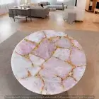 Round Rose Quartz Stone Coffee Table Top Crystal Gemstone Furniture Home Dec