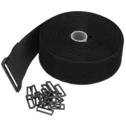Hook and Loop Straps 2 in x 16 Ft with 20pcs Plastic Buckle Cord Ties, Black