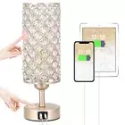 Crystal Table Lamp with USB C+A Ports, 3 Way Dimmable Touch Lamp with Crystal...