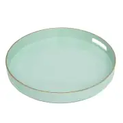 Mint Green Decorative TrayElegant Round Plastic Serving Tray with HandlesRoun...