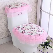 ALAGPNPMZH 3pcs Toilet Seat Cover Lace Printed Toilet Overcoat Purple Pink Toilet Case Washable Closestool Seat Cover Toilet seat(Color 4)