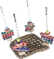 Toddmomy Parrot Climbing Stand Birdcage Swing Toy Hanging Hammock Fun Decorative Perch for Small Pets