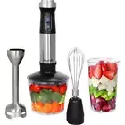 4-in-1 Stainless Steel Immersion Blender - 2-Speed, Chopper & Whisk Included