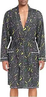 [ZZXXB] Mardi Gras Confetti Print Mens Sleepwear Robe Lightweight Nightgown Long Sleeves Spa Bathrobe with Pockets M-XL