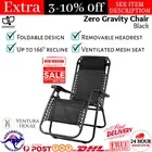 Gardeon Sun Lounge Zero Gravity Chair Outdoor Portable Foldable Recliner Black