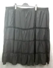 Autograph Plus Size 28 Black Colour Crush Multi-layer Lined Cotton Skirt