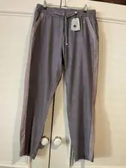 “SANDWICH” LILAC/PINK SIDE STRIPE LINEN/COTTON ELASTIC WAIST PANTS SZ EU 40. NWT