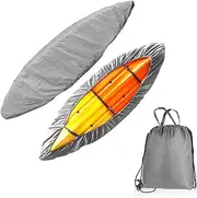 EdNey Waterproof Kayak Canoe Cover Storage Dust Cover 420D Kayak Cover, Outdoor Storage Dust Boat Cover UV Protection Sunblock Shield for 2.1-6m Kayak/Canoe,C,fit 2.6~3.0m/8.5~9.8ft